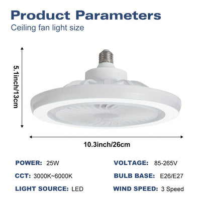LED Slimme Ventilatorlamp – Bladloos, Dimbaar, Met Afstandsbediening