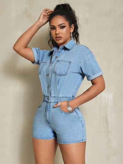 Vrouwen Off-Shoulder Denim Jumpsuit