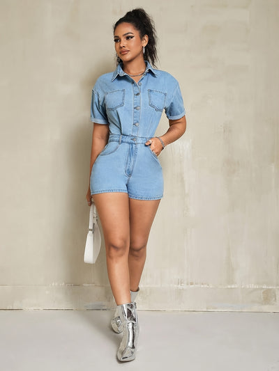 Vrouwen Off-Shoulder Denim Jumpsuit