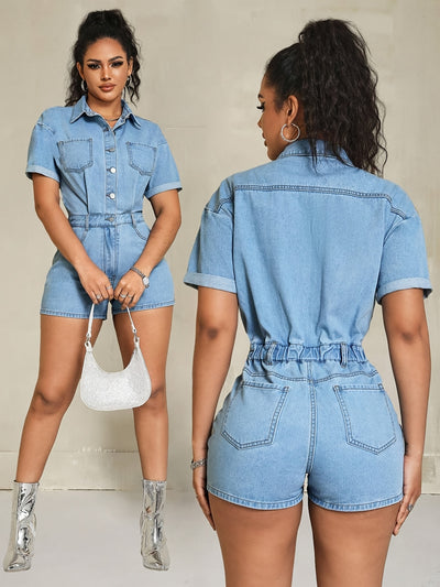 Vrouwen Off-Shoulder Denim Jumpsuit