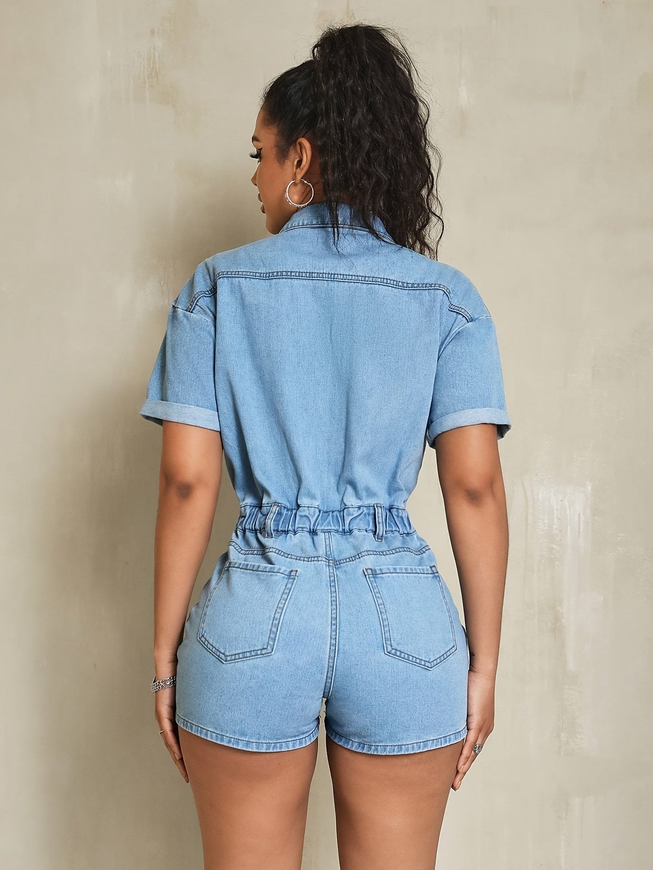 Vrouwen Off-Shoulder Denim Jumpsuit