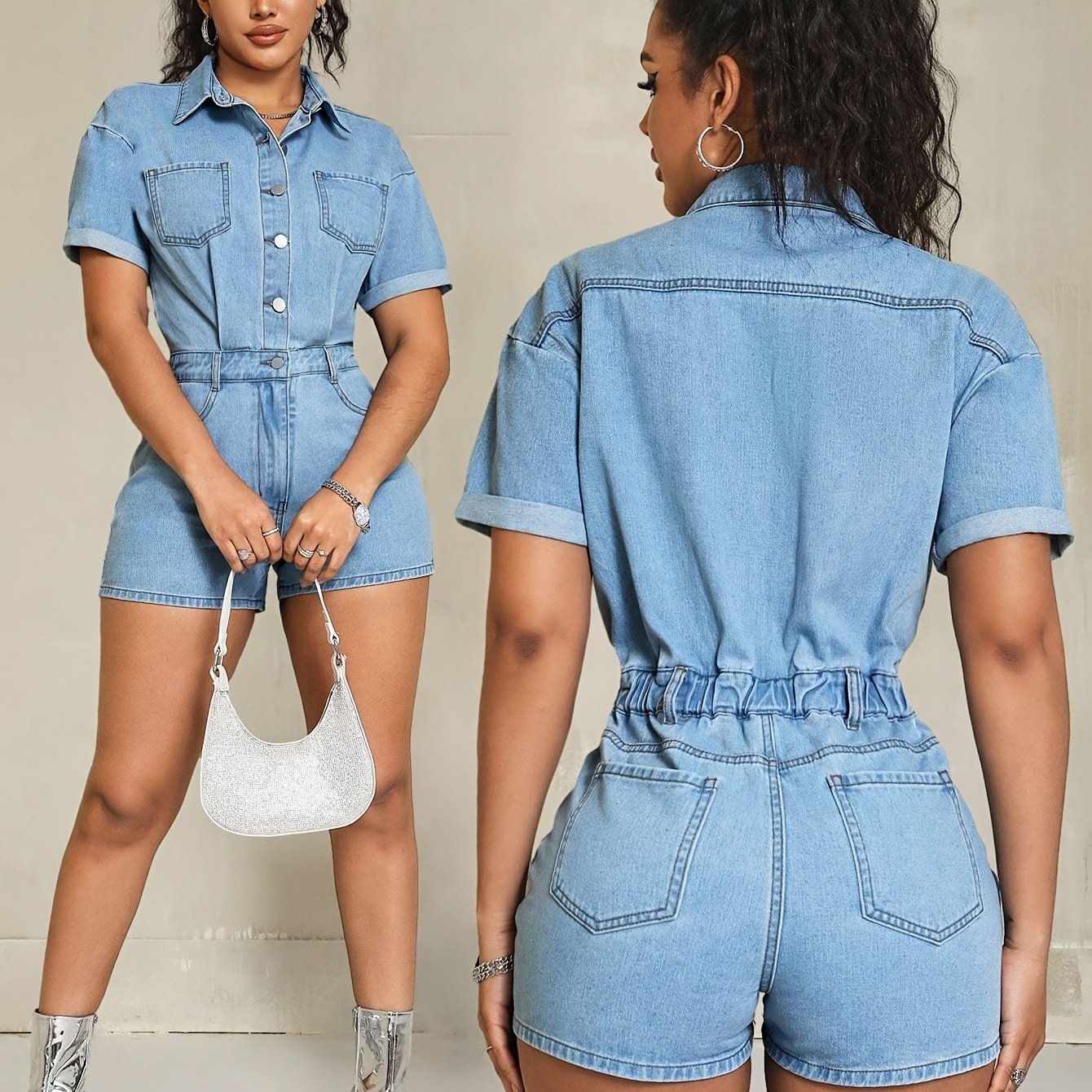 Vrouwen Off-Shoulder Denim Jumpsuit